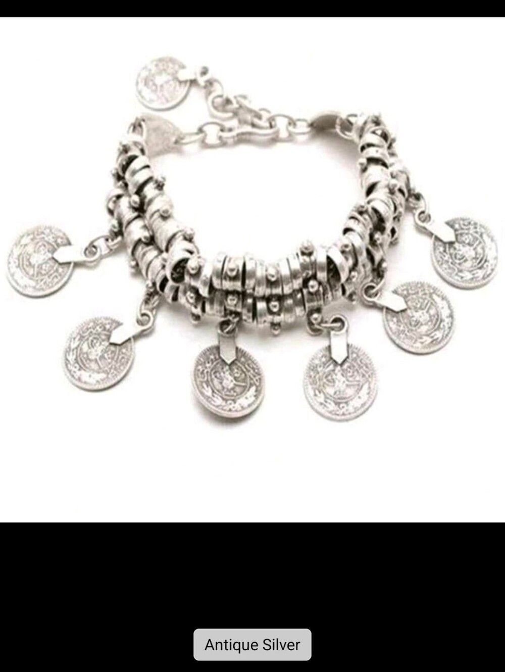 Silver Rustic Coin Charm Bracelet - Picture 4 of 5